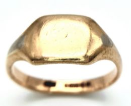 A vintage 9 K yellow gold cygnet ring, size: T, weight: 5.2 g