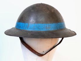 WW1 British Brodie Helmet with Blue Band for the 1st Bn East Yorks circa 1918. Lots of the