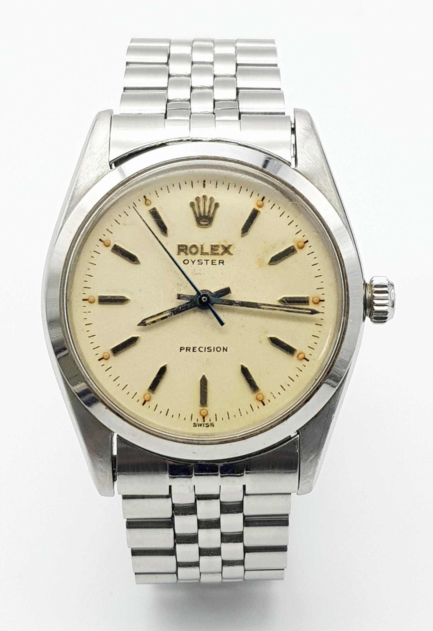 A Very Collectible Vintage (1950s) Rolex Precision Automatic Gents Watch. Stainless steel bracelet - Image 2 of 7