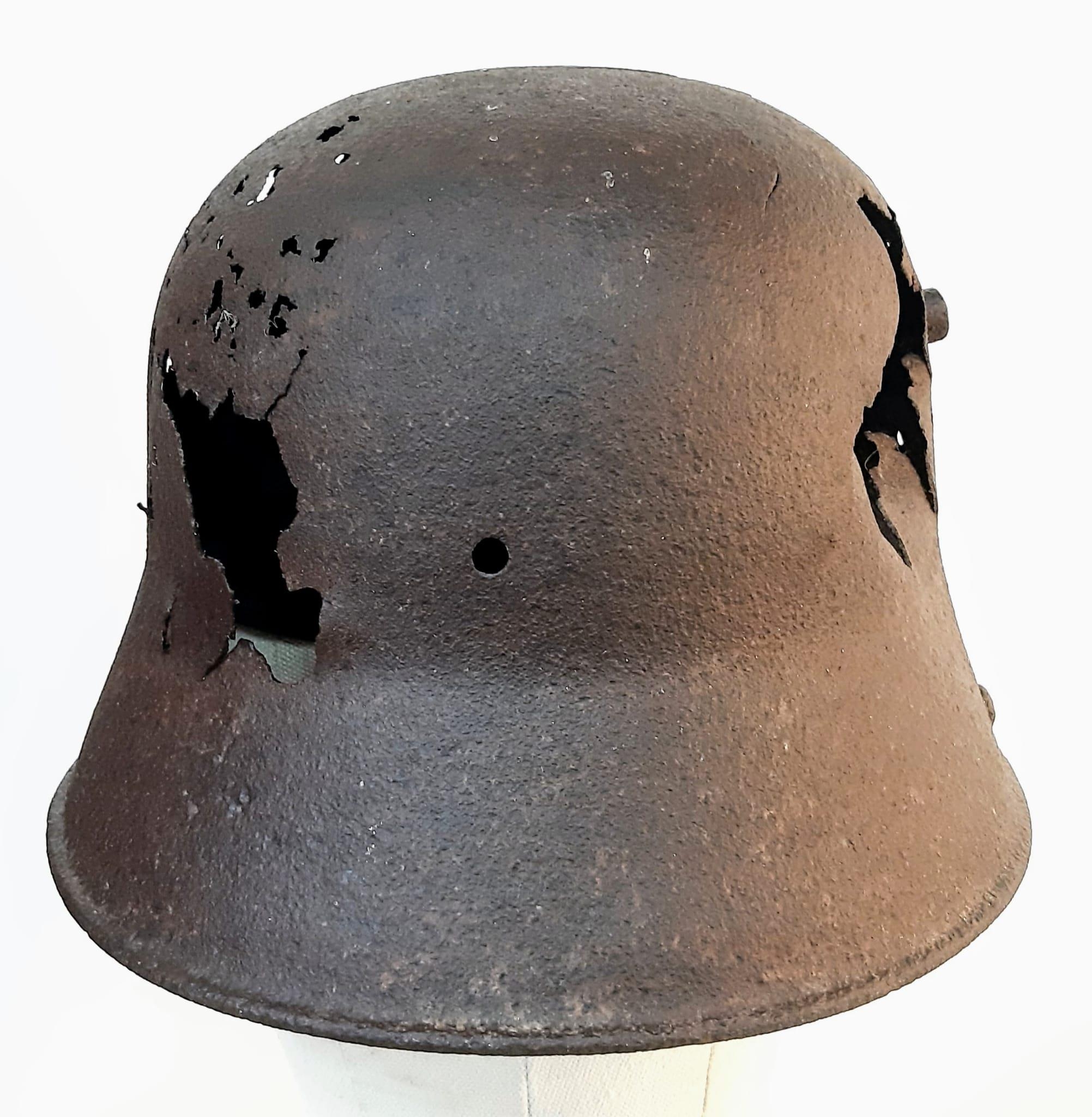 WW1 Imperial German Battle Damaged M16 Stahlhelm Helmet that was found Cambrai, France, where the - Image 3 of 5