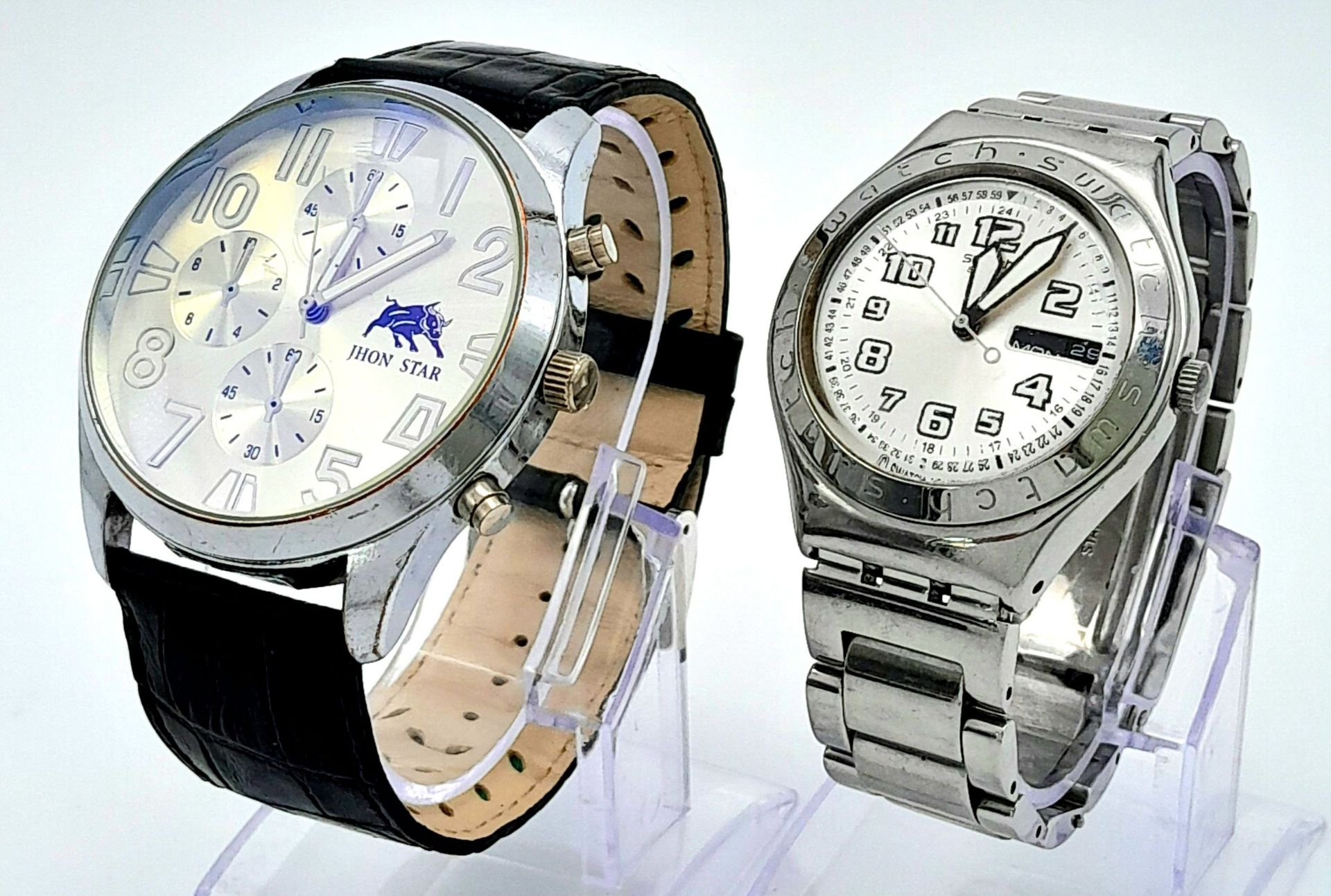Two Dress Watches, Comprising: 1) Date/Date ‘Irony’ Stainless Steel Watch by Swatch (38mm - Image 3 of 7