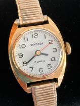 Ladies vintage SEKONDA WRISTWATCH. Model 0359152. Gold plated with expandable bracelet. Original
