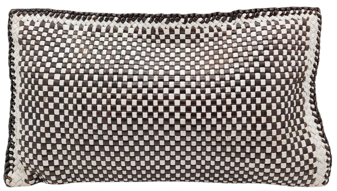 A Prada Black and White 'Madras' Clutch Bag. Woven leather exterior with gold-toned hardware and - Image 3 of 9