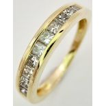 A 9K Yellow Gold Diamond Set Half Eternity Ring. 0.40ctw, Size N, 2.5g total weight. Ref: 8419
