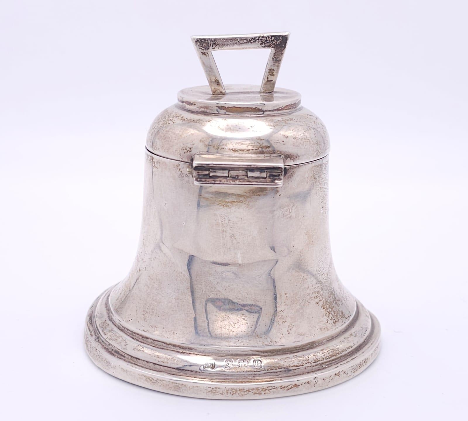 A WW2 Era Silver Inkwell in the Form of a Bell - Dedicated to 2nd Lieutenant G. Pendred from 'G' - Image 4 of 10