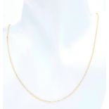 A 9K Yellow Gold Disappearing Necklace. 48cm length. 0.7g