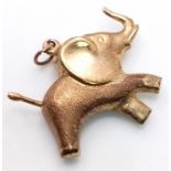 A Vintage 9K Yellow Gold Nelly the Elephant Pendant/Charm. 3cm. 1.8g weight.