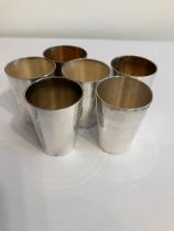 6 x SOLID SILVER SHOT Beakers. Having marking for 925 Sterling.134 grams.