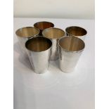 6 x SOLID SILVER SHOT Beakers. Having marking for 925 Sterling.134 grams.
