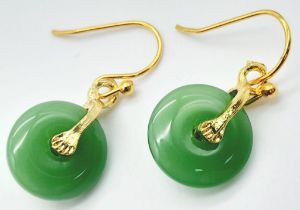 A Pair of Jade Circular Spinning Earrings.