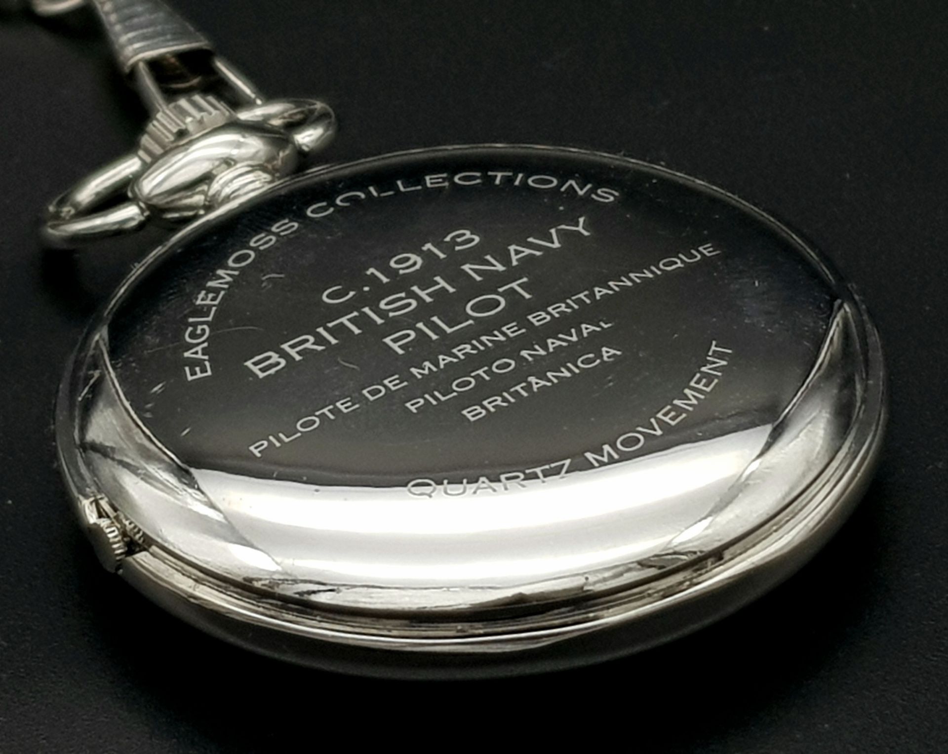 A British Navy Pilot Designed Pocket Watch on 35cm Albert Chain. 47mm Case. Full Working Order. - Bild 3 aus 4