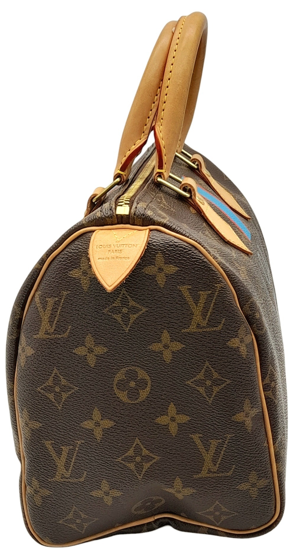 A Louis Vuitton Monogram Stripe Canvas Speedy Perso Bag. LV monogram canvas exterior with C.L. - Image 5 of 10