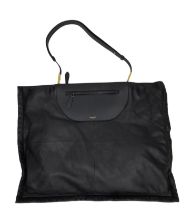 A Burberry Black Olympia Tote Bag. Soft leather exterior with gold-toned hardware, adjustable