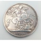 An 1899 Queen Victoria Silver Crown Coin. VF grade but please see photos.