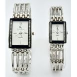 His and Hers Precieuse Montre Watches. Stainless steel bracelets and cases - 27 and 21mm. White