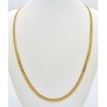 A 9 K yellow gold flat chain necklace, length: 56 cm, weight: 17.2