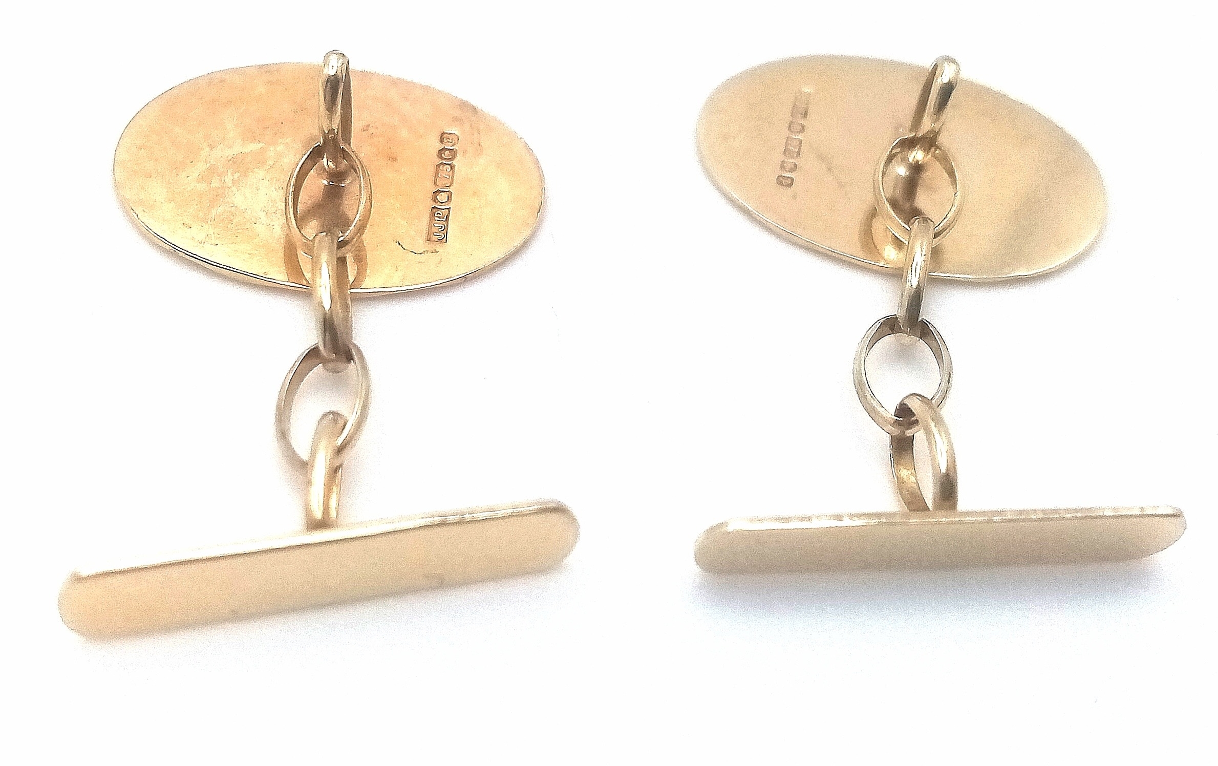 A 9ct Yellow Gold Patterned Cufflinks, 2g weight ref: SH1478I - Image 3 of 4