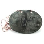 WW1 Imperial German Dog Tag from a Soldier who was in an Artillery Unit.
