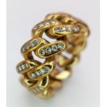 A 9K YELLOW GOLD DIAMOND SET LINK RING 1CT APPROX 12.1G SIZE N. SC 9095