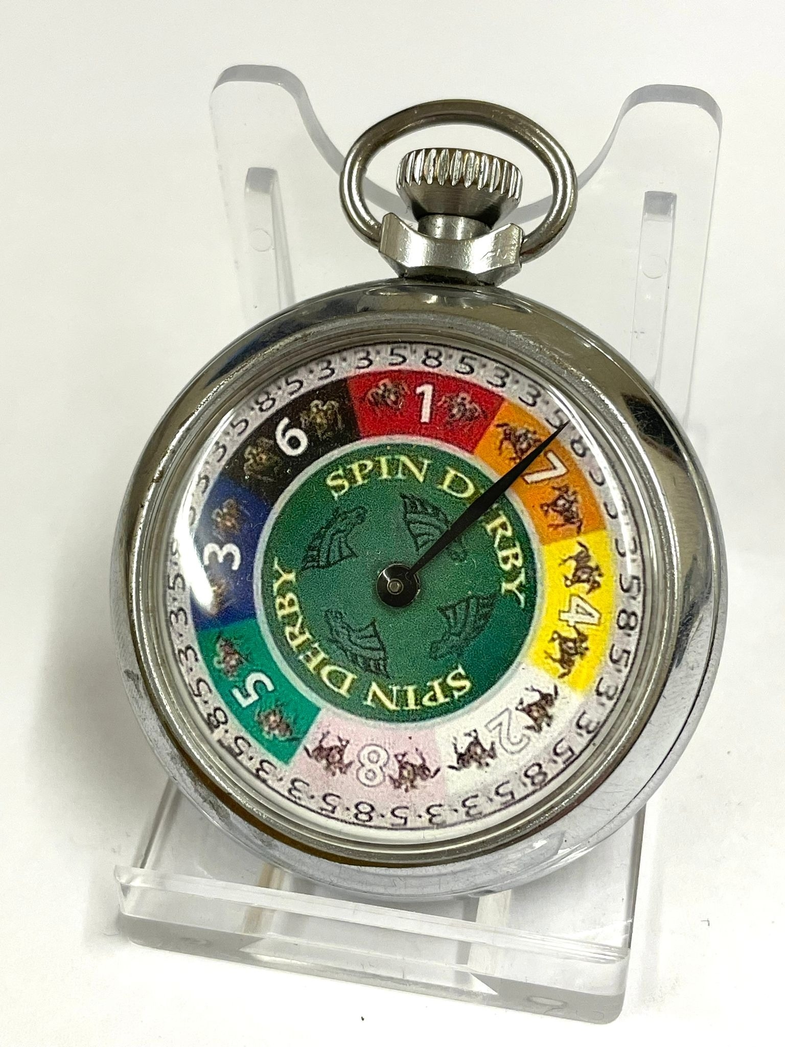 A Vintage gambling spinning horse racing gaming pocket watch . In working order. - Image 2 of 2