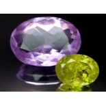 Set of 2 Gems - Peridot of 1.86ct and Amethyst 6.55ct - Both with GFCO certs.
