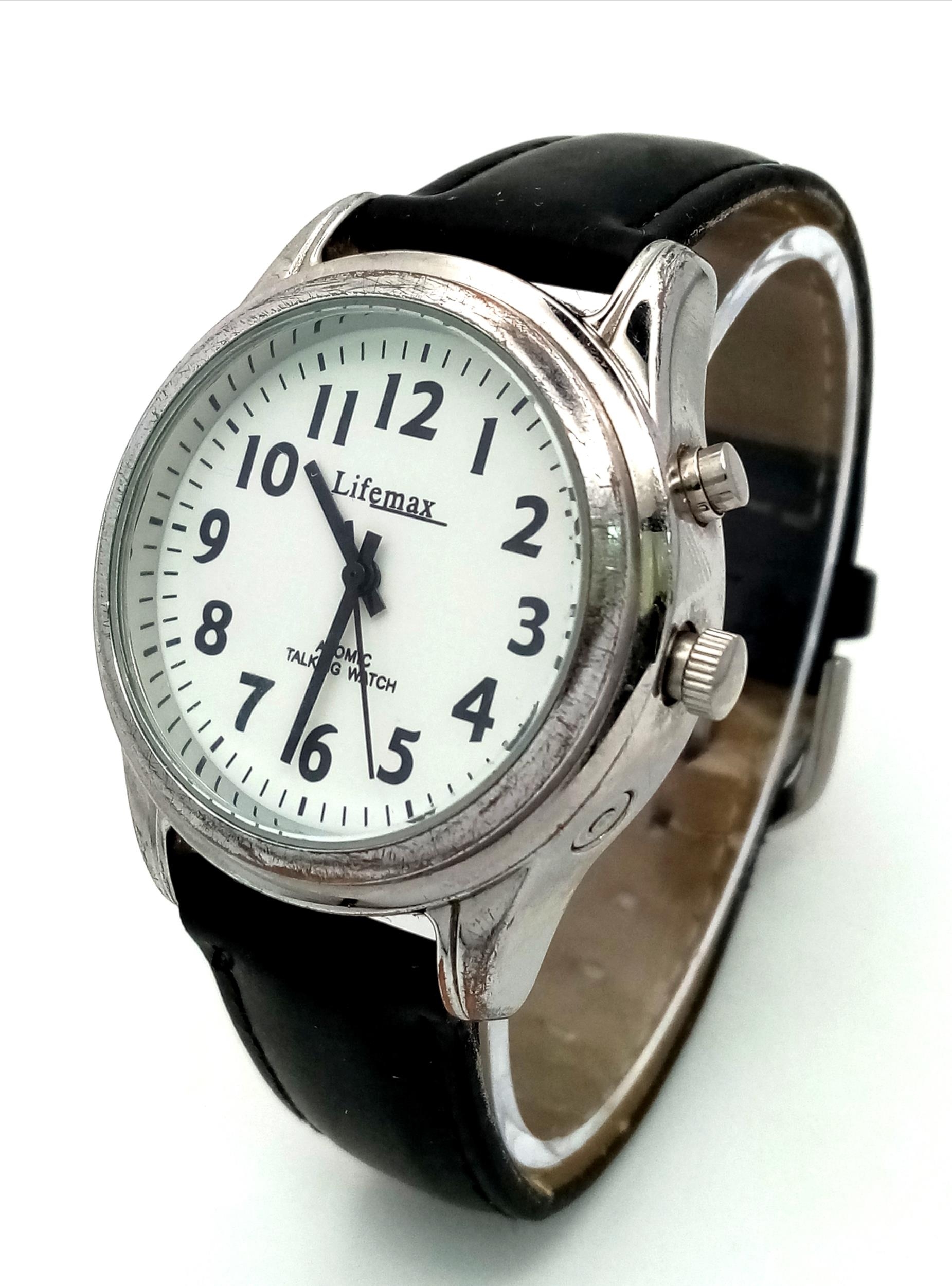 A Very Interesting and Scarce Vintage Lifemax Atomic Talking Watch with Radio Signal Updated Timing. - Image 3 of 5