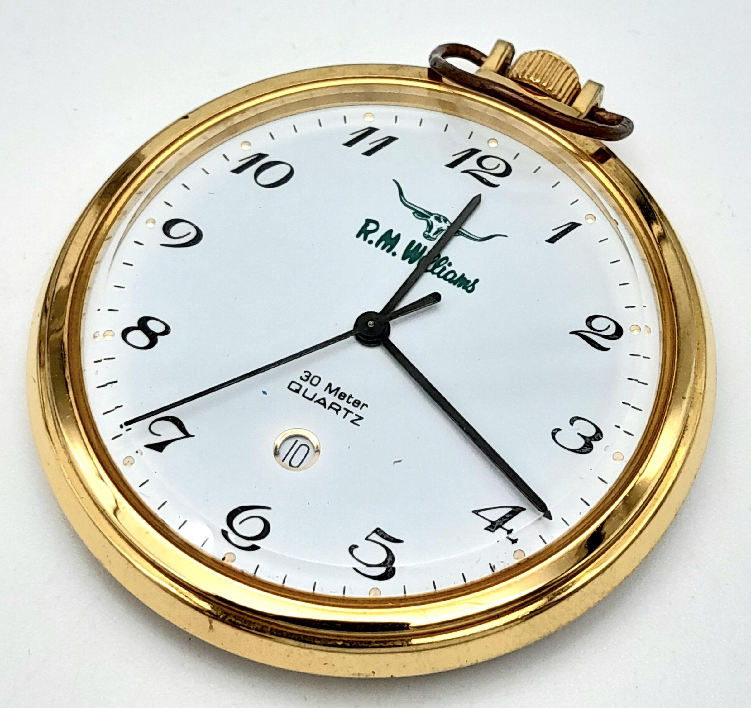 A Parcel of Three Men’s Watches Comprising; 1) a Gold Tone Quartz Date Pocket Watch by RM - Image 2 of 7