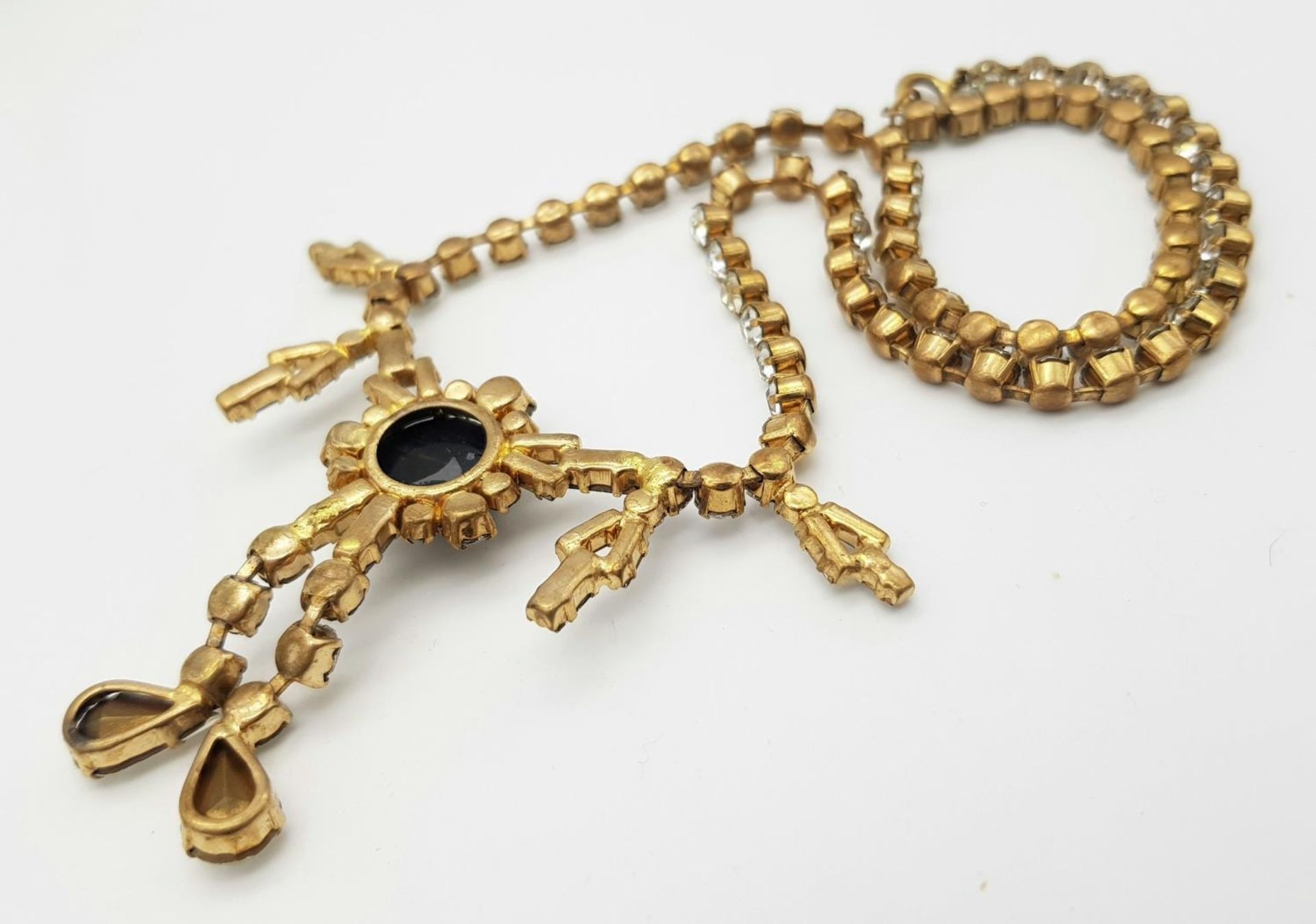 A Very Attractive Vintage Gold Tone Stone Set Cocktail/ Dress Statement Necklace. 45cm Length. - Image 5 of 6