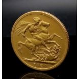 An 1884 Queen Victoria 22K Gold Full Sovereign Coin. Good definition.