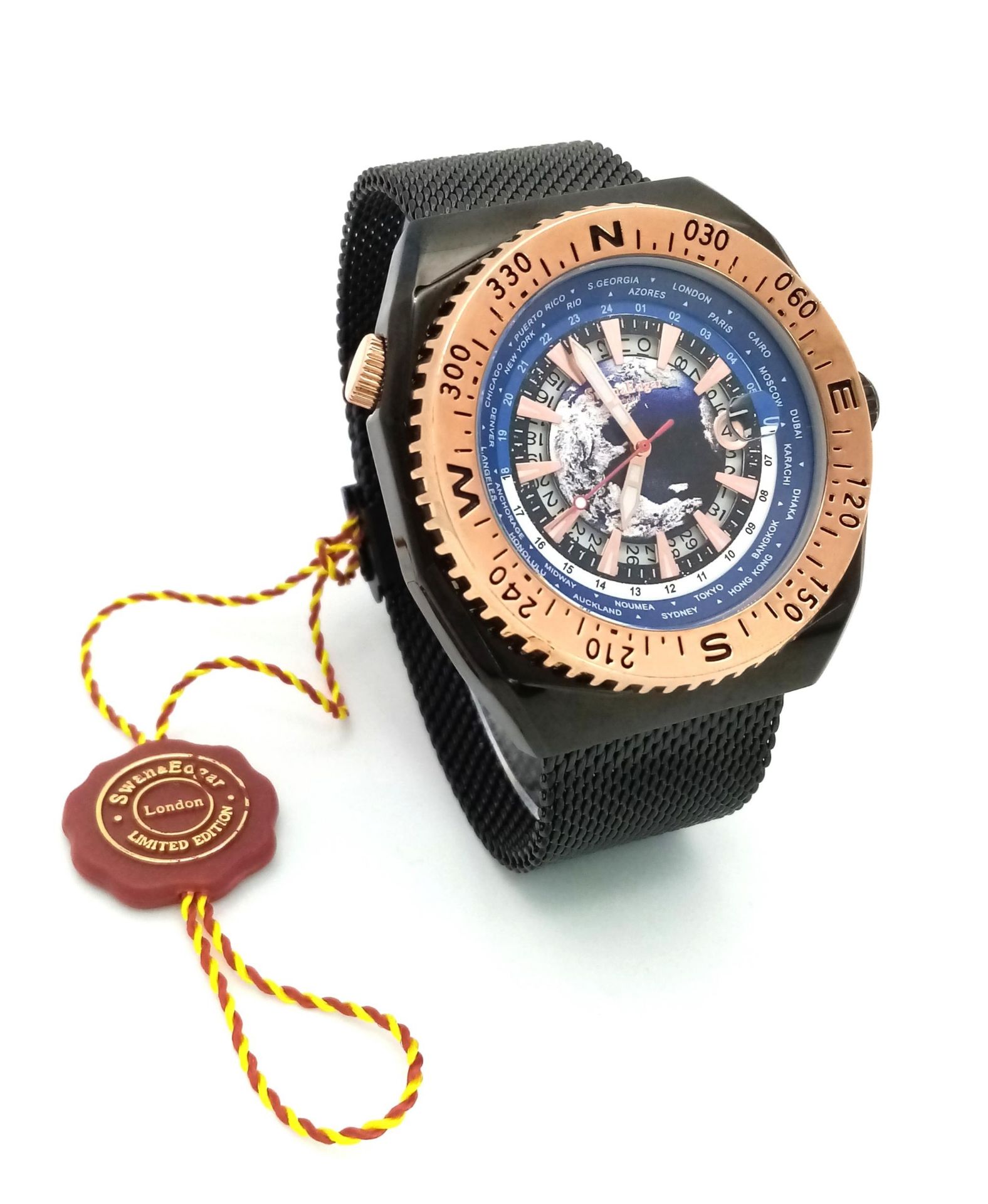 An Unworn Swann & Edgar, London Automatic Men’s Watch Model ‘World Compass’. 50mm Case. Complete - Image 3 of 6