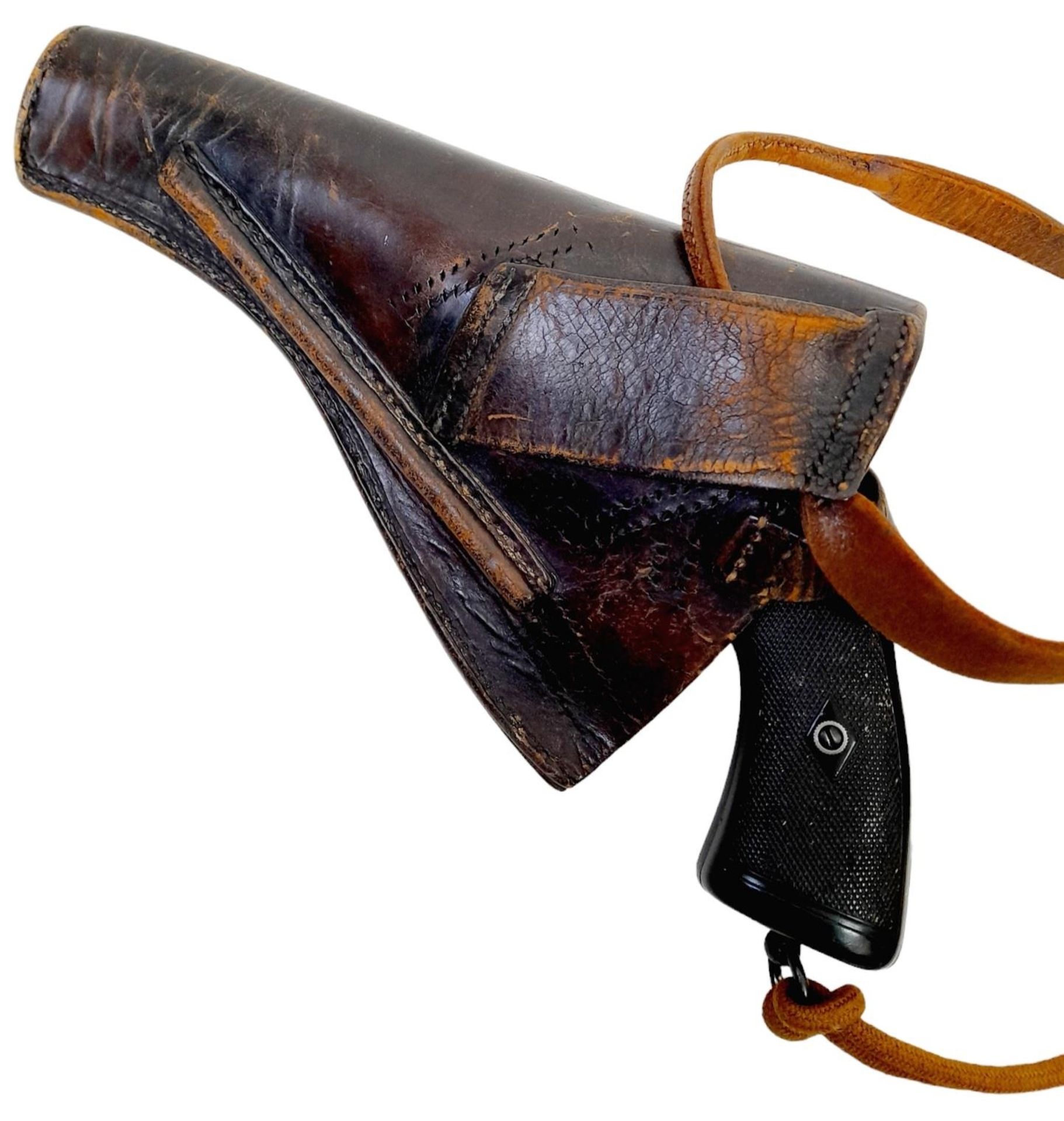 A Deactivated Webley Mark IV Revolver with Leather Holster. The British army adopted the mark IV - Bild 4 aus 7