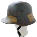 WW1 Imperial German M18 Helmet and liner with Jigsaw Camouflage.
