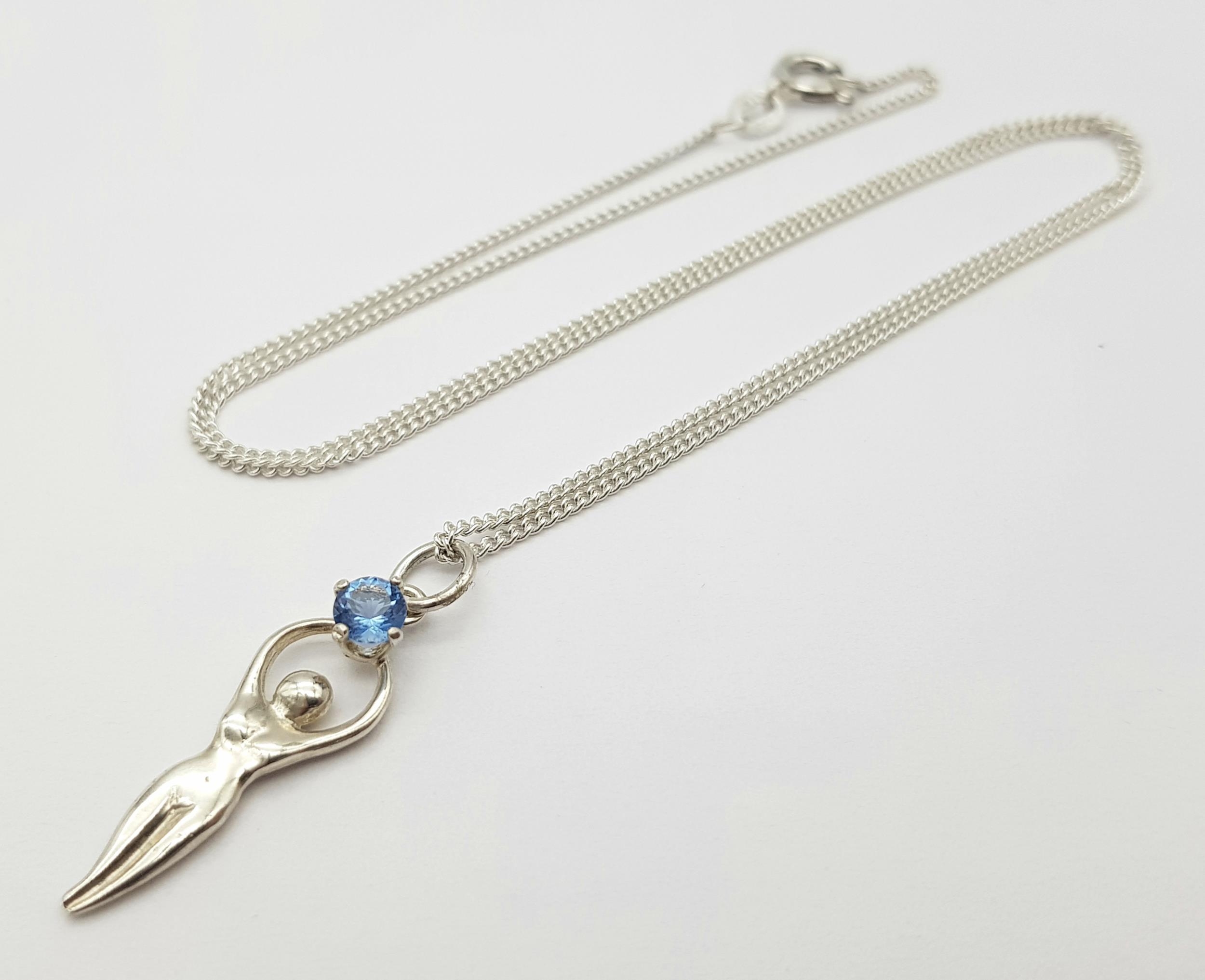 An Unworn Sterling Silver, Topaz Set, ‘Goddess’ Pendant Necklace. 44cm Length Chain, Pendant - Image 3 of 4