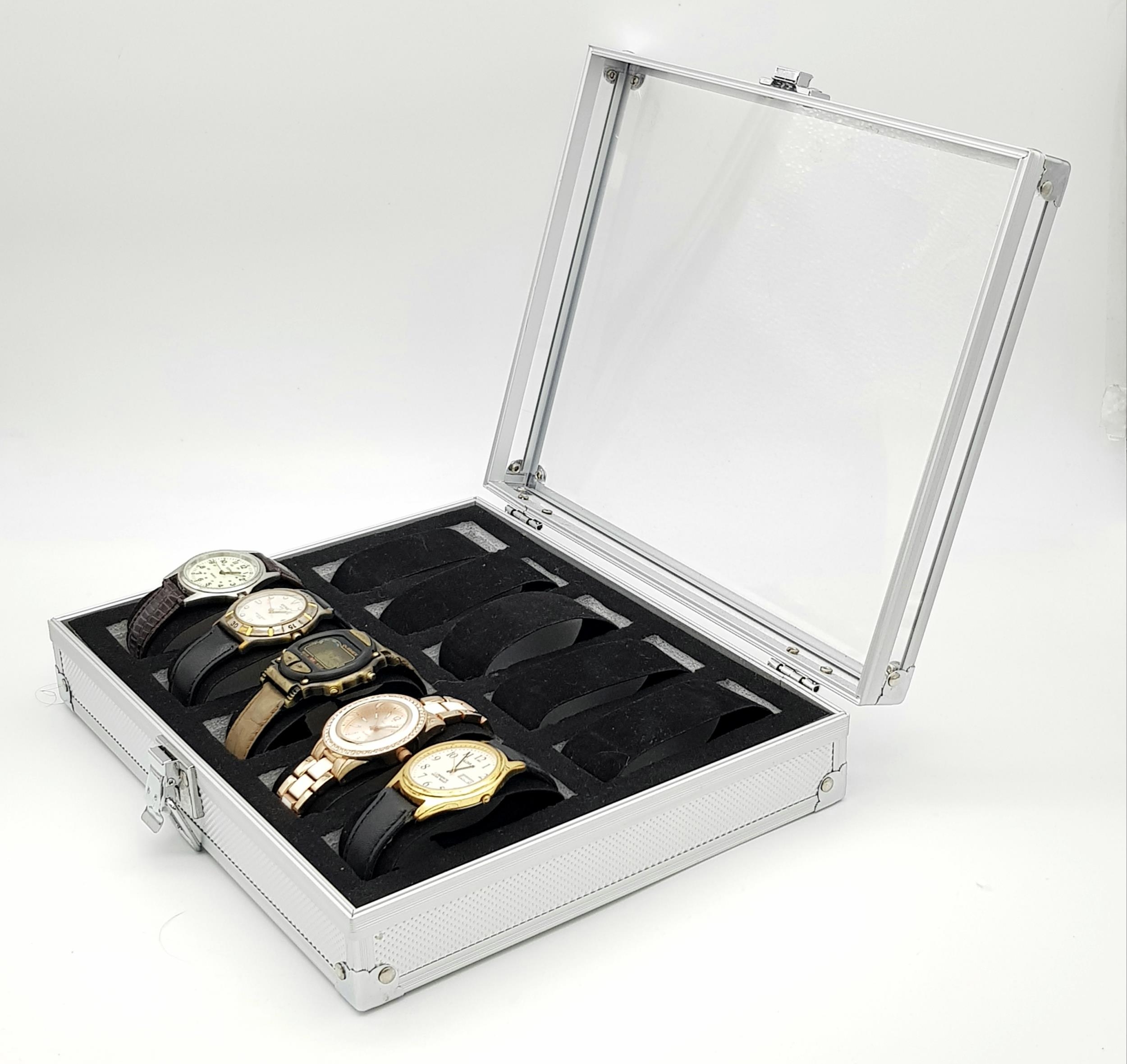 A Parcel of Five Vintage and Later Quartz Watches in Aluminium 10 Watch Travel Case; Comprising; - Image 5 of 6