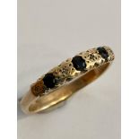 Vintage 9 carat GOLD RING, Set with DIAMONDS and SPINEL gemstones. Complete with ring box. 2.0