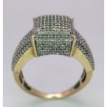 A 9ct Yellow Gold Pave Set Diamond Ring, over 2ct Diamonds, size P, 5.6g. ref: PWN3212
