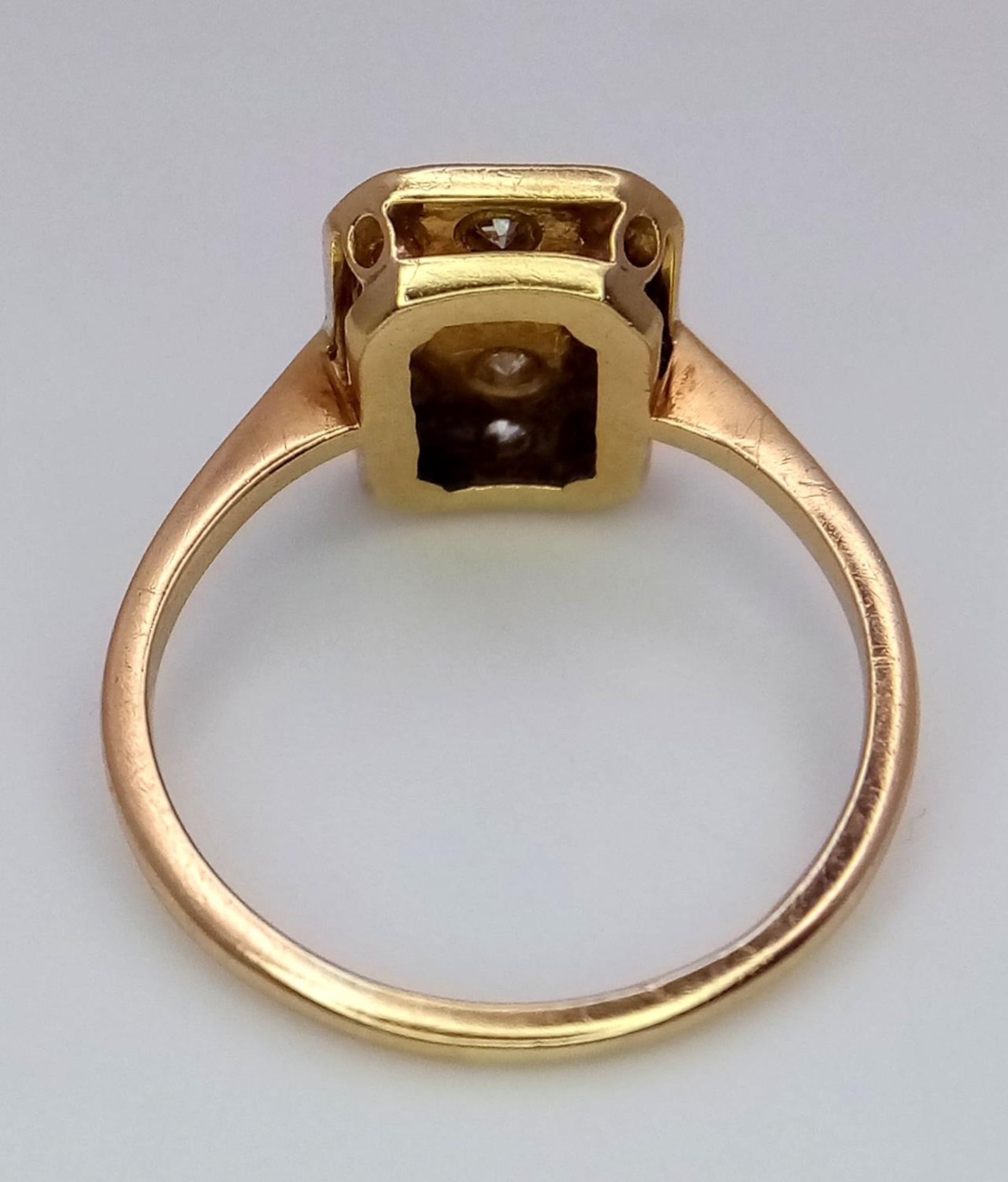 AN 18K YELLOW GOLD & PLATINUM VINTAGE DIAMOND RING. 0.20ctw, size J, 2.6g total weight. Ref: SC 9035 - Bild 4 aus 5