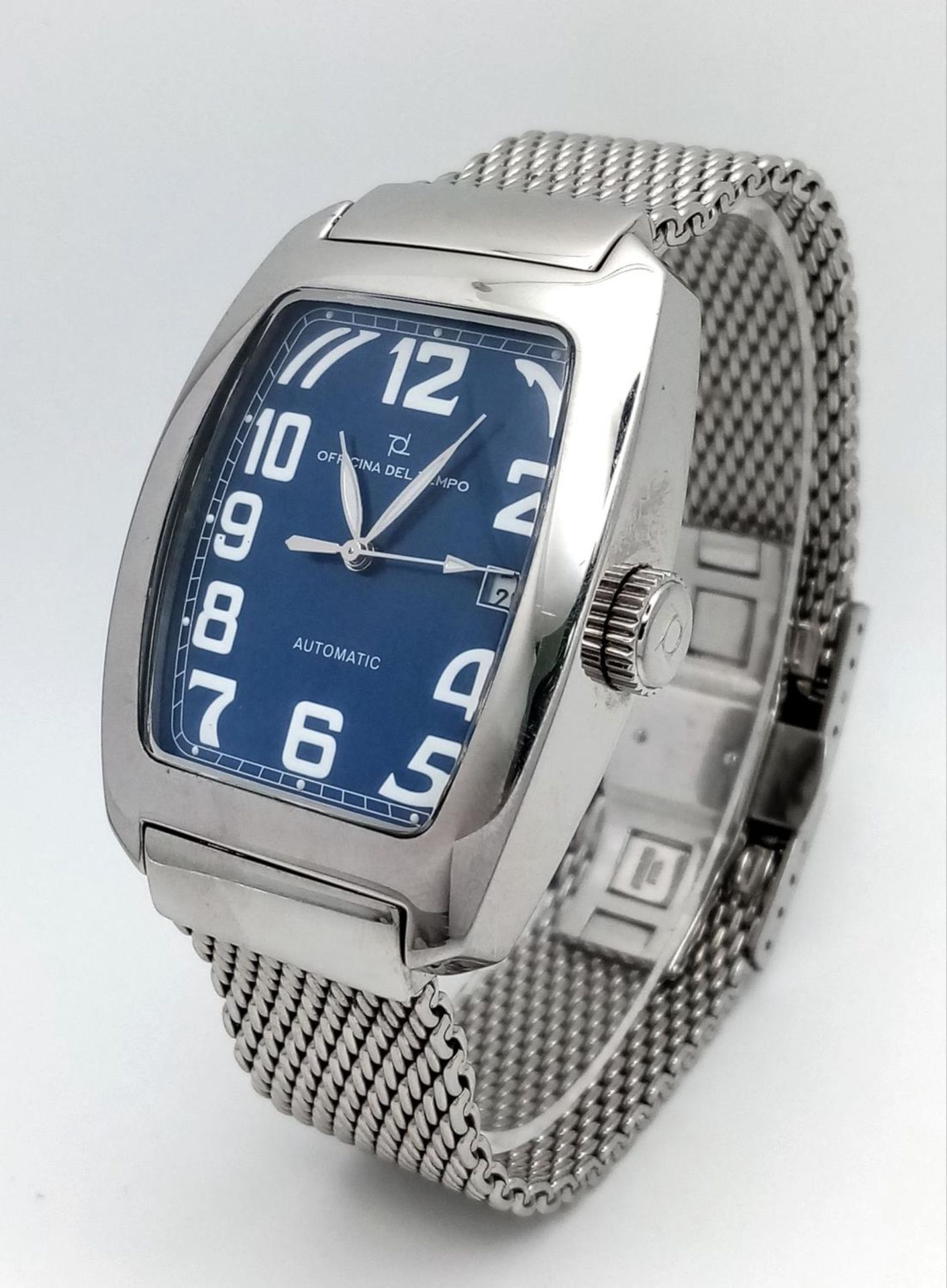An Officina Del Tempo Automatic Gents Watch. Stainless steel bracelet and case - 38mm. Blue dial