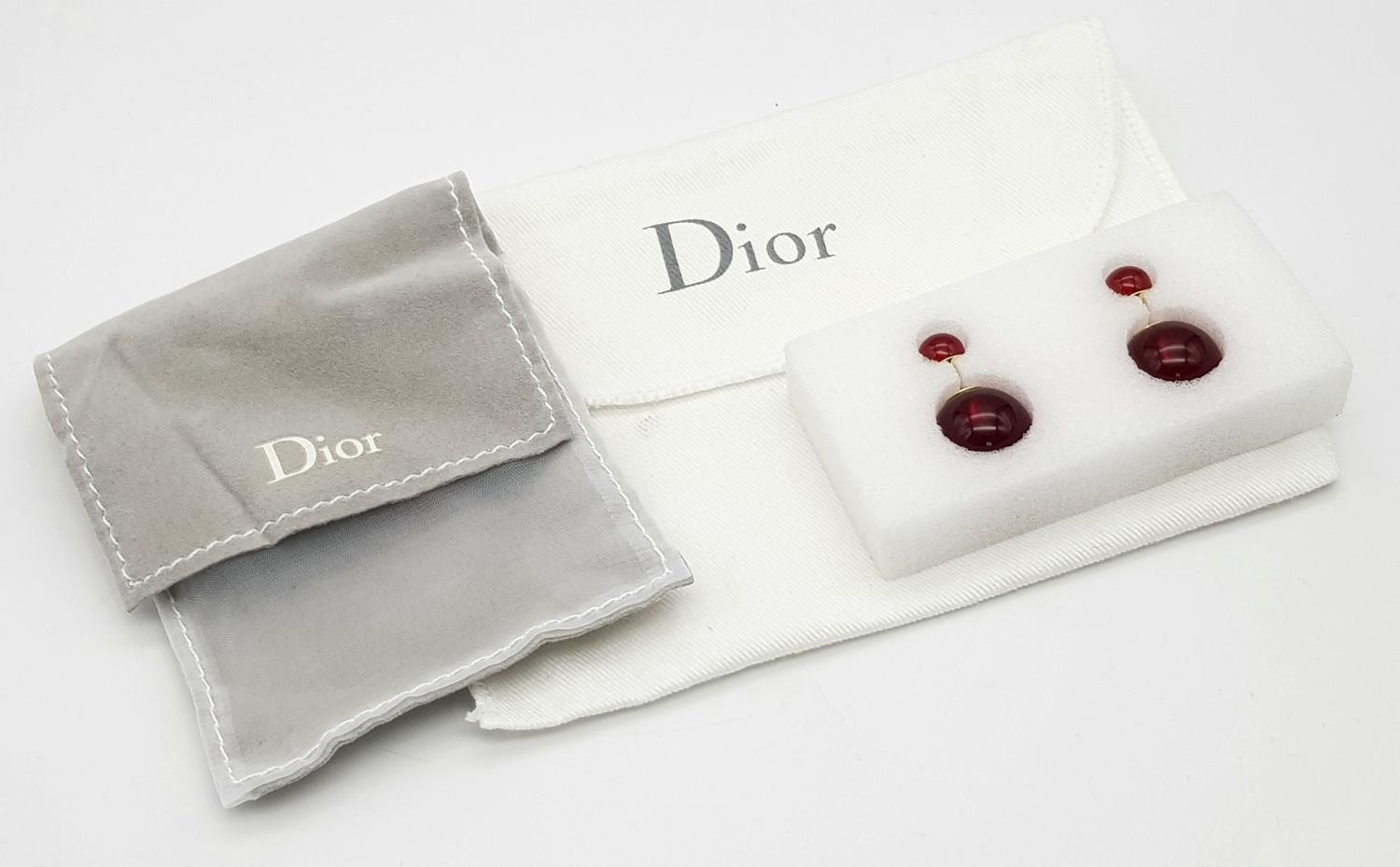 A Pair of Dior Cherry Red Orb Earrings. Comes in Dior packaging. - Image 5 of 5