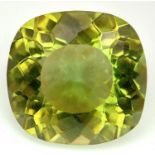 A 19ct Pale Green Prasiolite Gemstone. Cushion cut. No visible marks or inclusions. No certificate