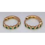 A Pair of Messika 14K Gold Small Emerald Hoop Earrings. 1.7g
