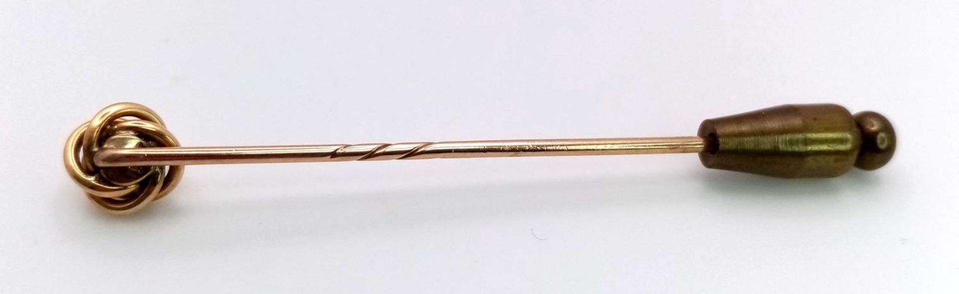 A Gorgeous Antique 15K Yellow Gold and Diamond Stick Pin. 1.5g total weight. Weight does not include - Image 2 of 3