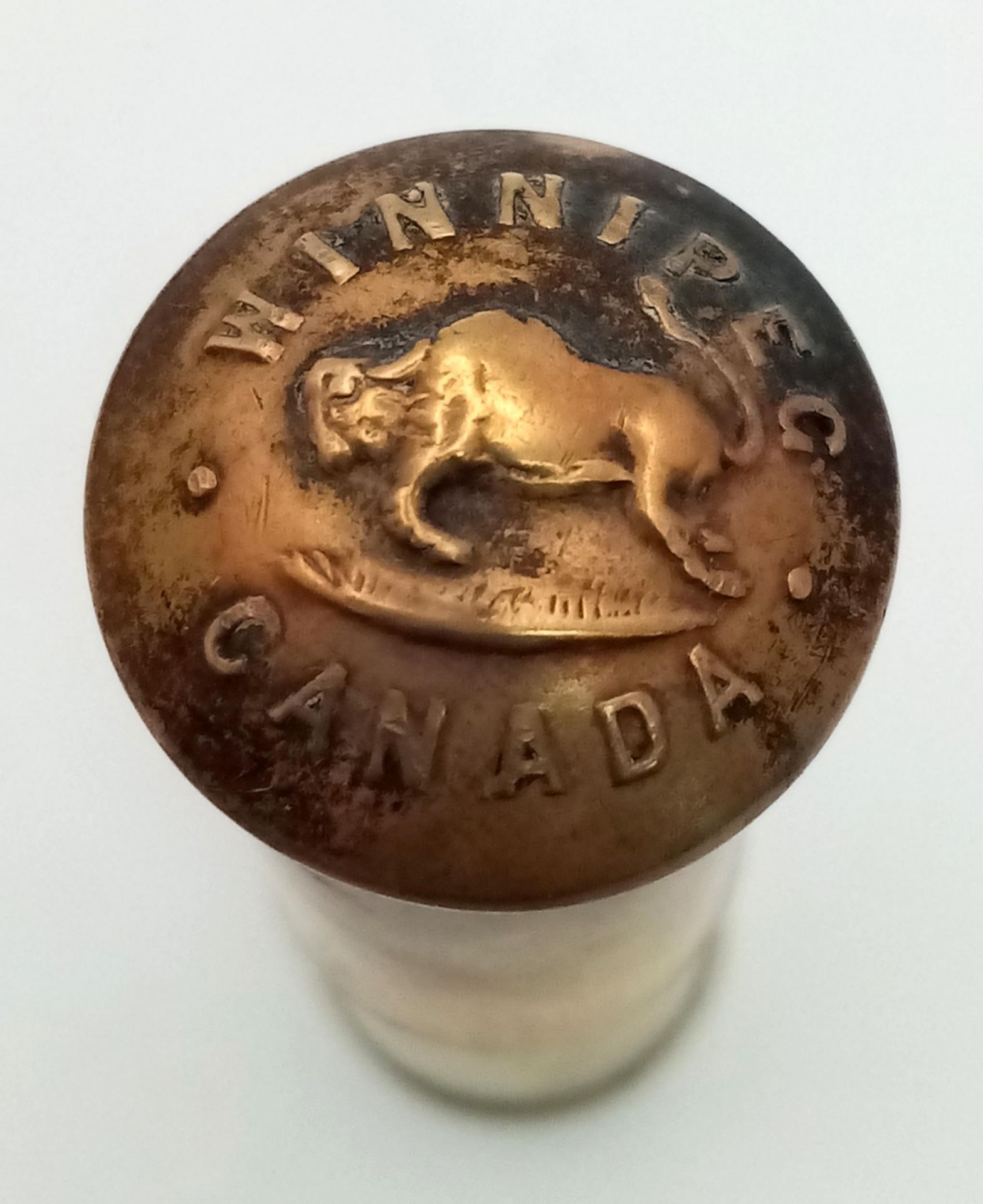 A real rare “Been There” WW1 Trench Art Lighter with a button from the Canadian 27th Battalion - Bild 4 aus 4