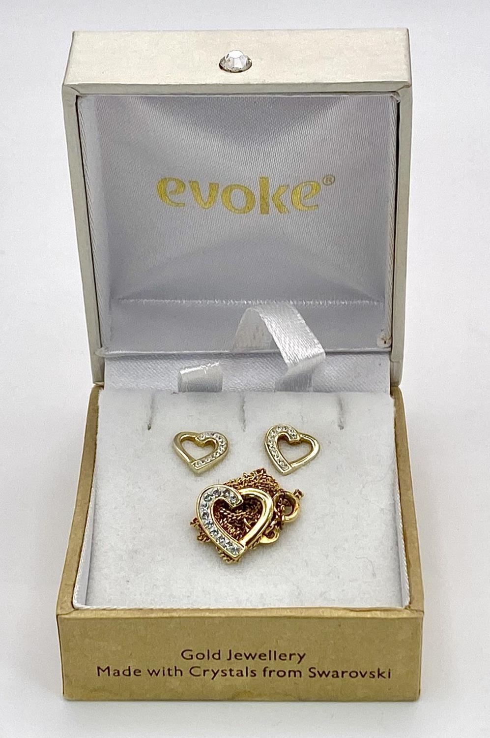 An Evoke Gilded Silver and Zircon Earring and Necklace Set. In original packaging. - Image 6 of 7