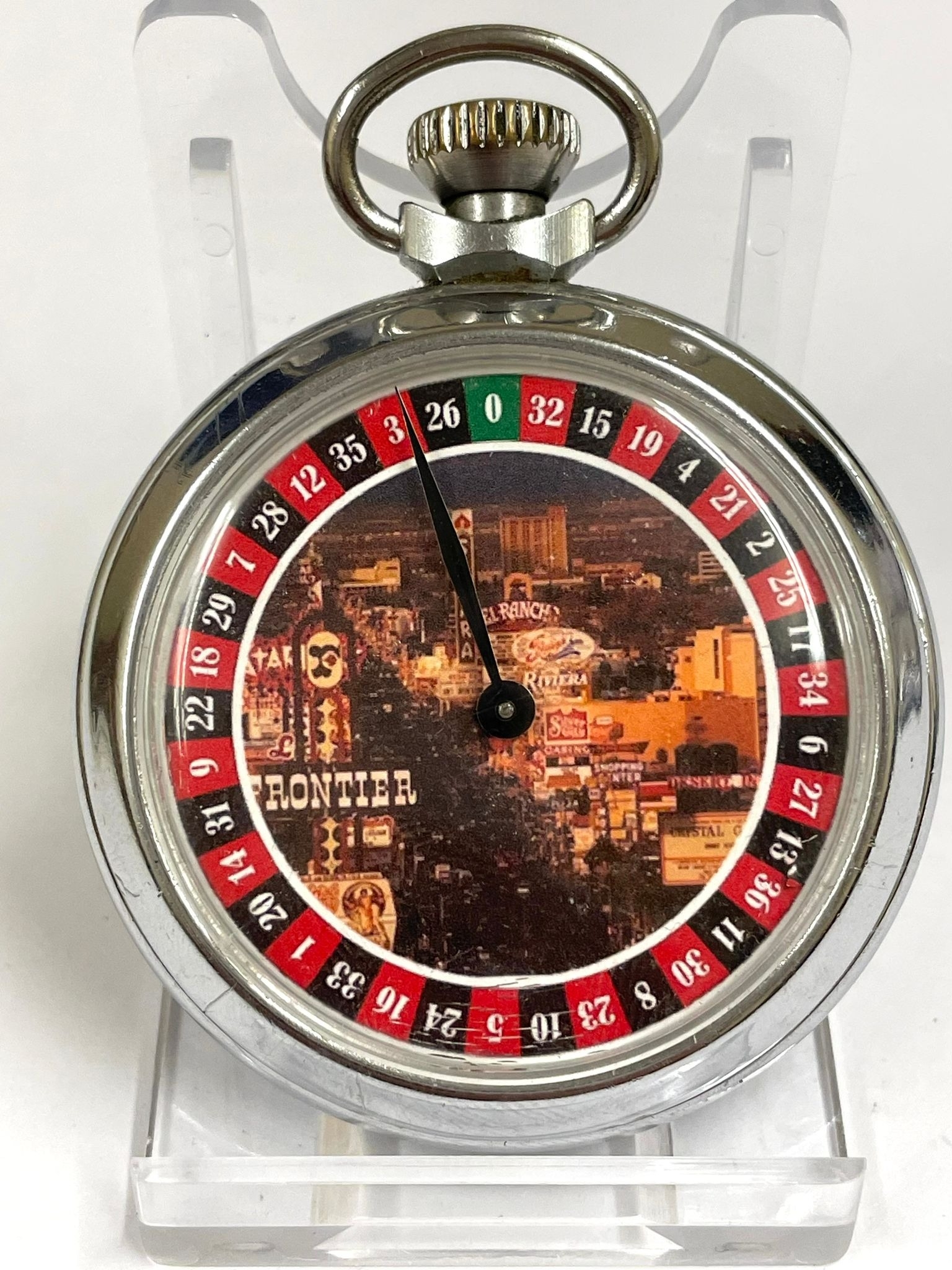 A Vintage vegas roulette spinning gaming pocket watch. In working order.