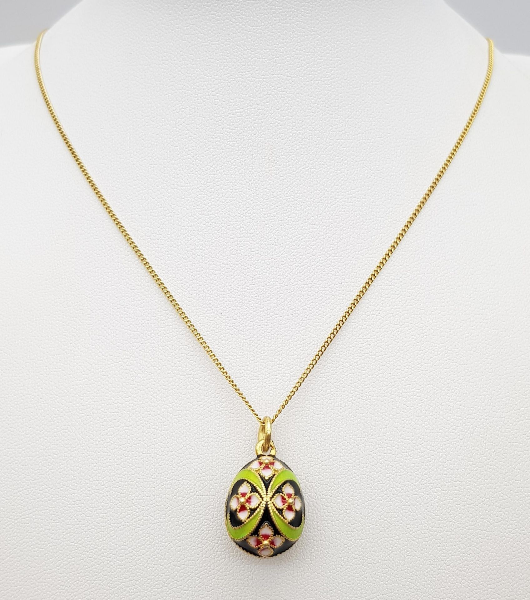 A Rare, Vintage or Older, Imperial Russian Design, Silver Gilt Gem Set Enamel Egg Pendant