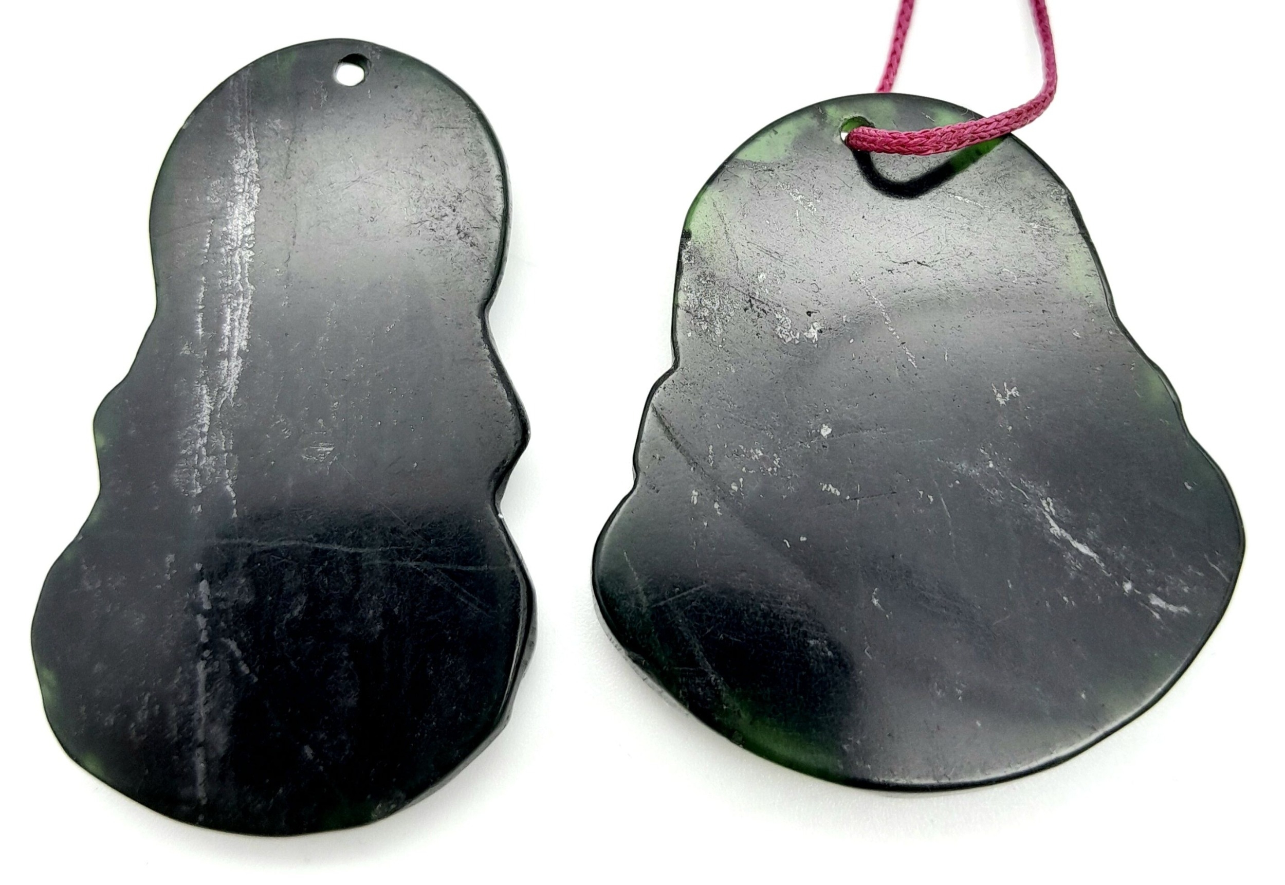 2 x Black Onyx Buddha Pendants - Buddha and Laughing Buddha. 4.5cm and 4cm length. 25g total weight. - Image 3 of 4