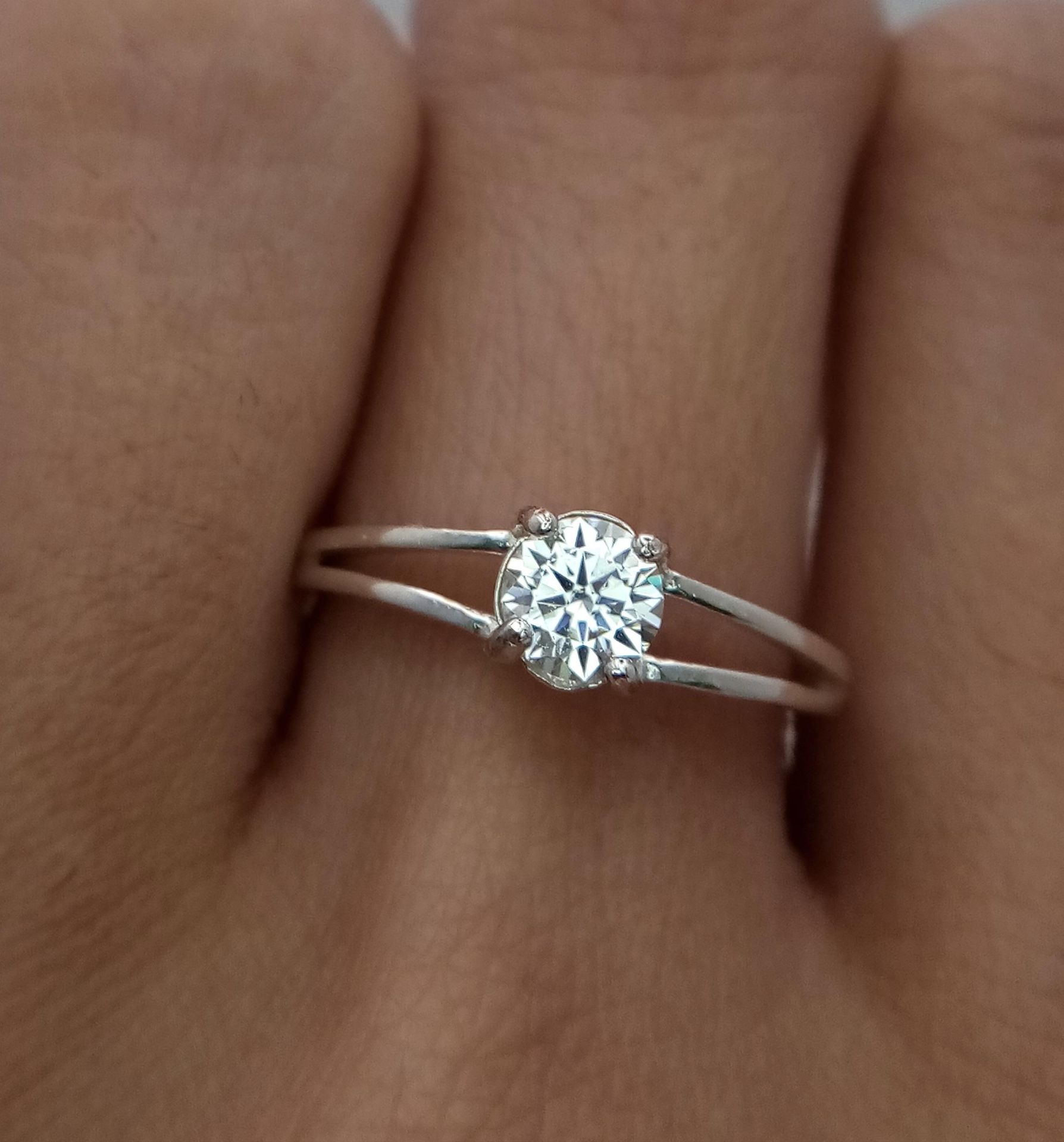 A 0.5ct Moissanite Solitaire Ring. Set in 925 silver. Comes with a GRA certificate. Size M. - Image 5 of 6