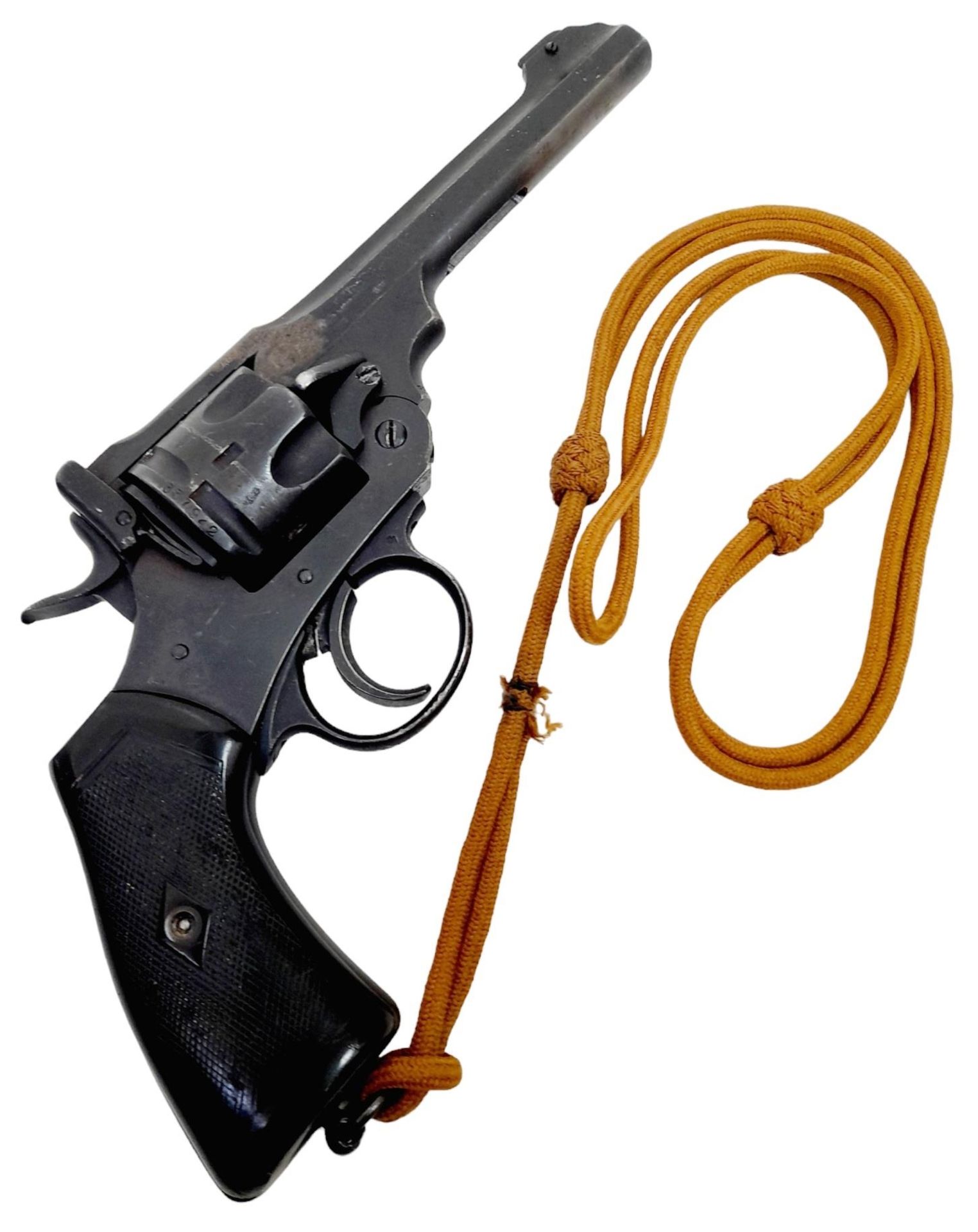 A Deactivated Webley Mark IV Revolver with Leather Holster. The British army adopted the mark IV - Bild 6 aus 7