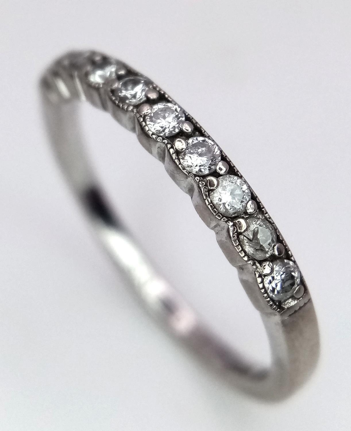 A Brown's Designer 18K White Gold and Diamond Half Eternity Ring. Size M. Comes with a Browns box. - Image 3 of 6